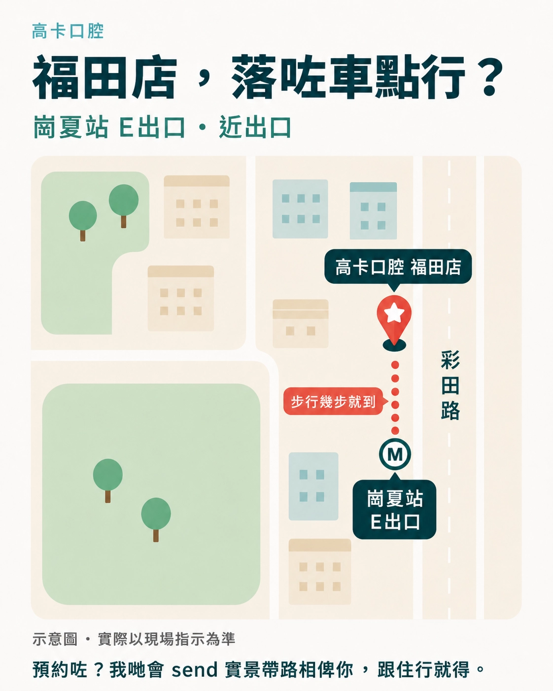 福田崗廈店步行路線示意圖